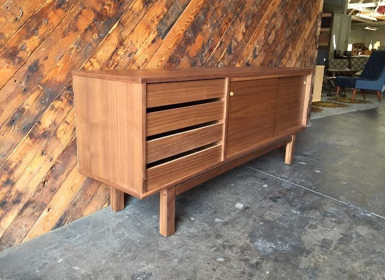 Mid Century Style Custom Walnut Credenza