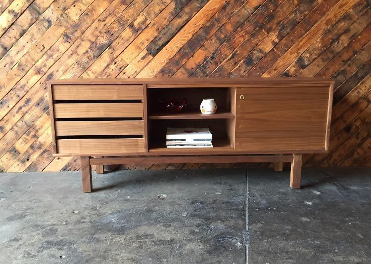 Mid Century Style Custom Walnut Credenza