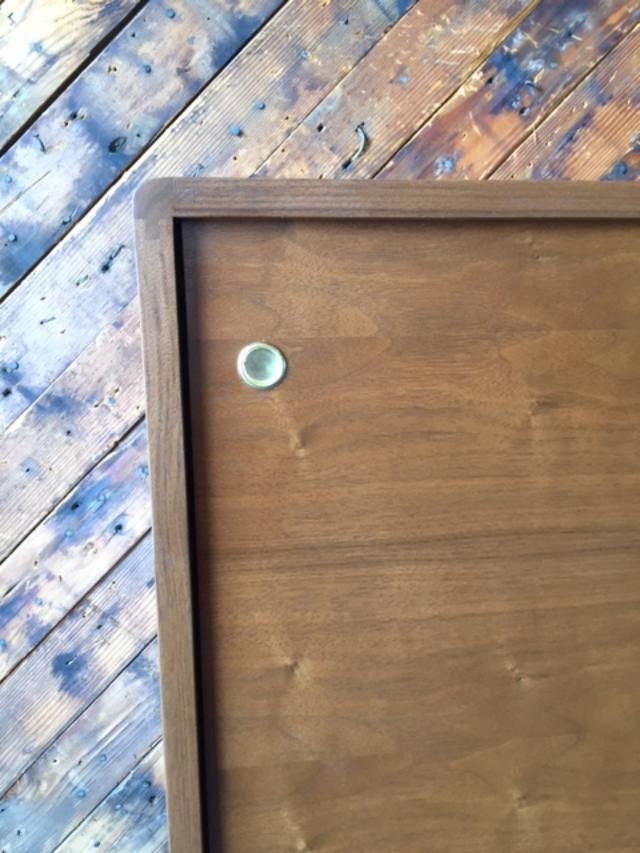 Mid Century Style Custom Walnut Sculpted Base Credenza with shelves only