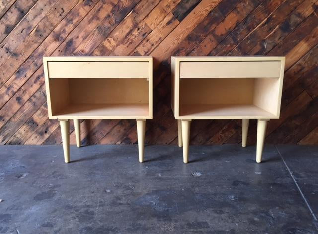 Custom Mid Century Style Maple Pair of Nightstands