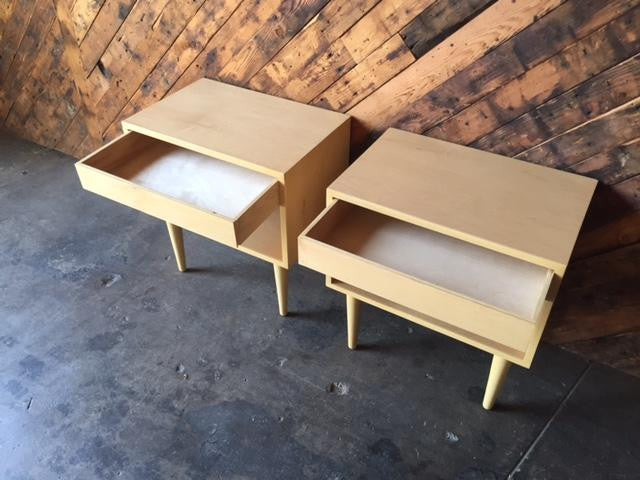 Custom Mid Century Style Maple Pair of Nightstands
