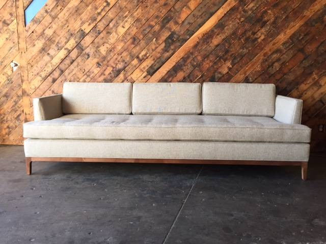 Mid Century Style Oatmeal Custom Sofa