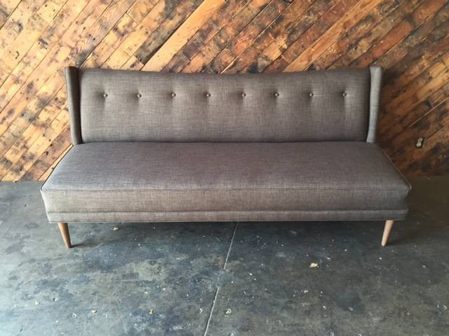 Mid Century Style Custom Grey Brown Sofa