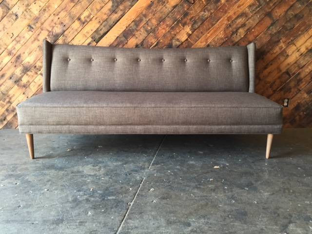 Mid Century Style Custom Grey Brown Sofa