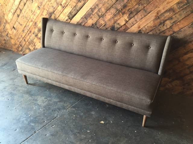 Mid Century Style Custom Grey Brown Sofa