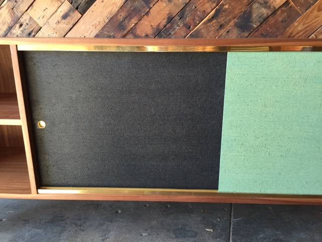 Mid Century Style Rosewood and Brass Custom Media Credenza