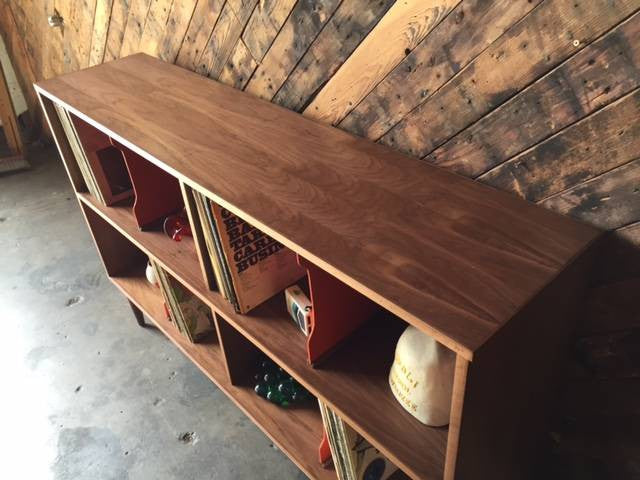 Custom Two Tiered Modern Record Cabinet Credenza, Mid Century Style