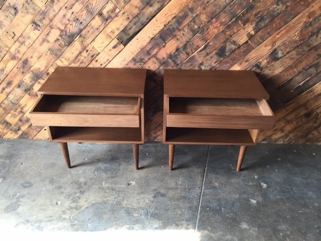 Custom Mid Century Style Extra Large Nightstands