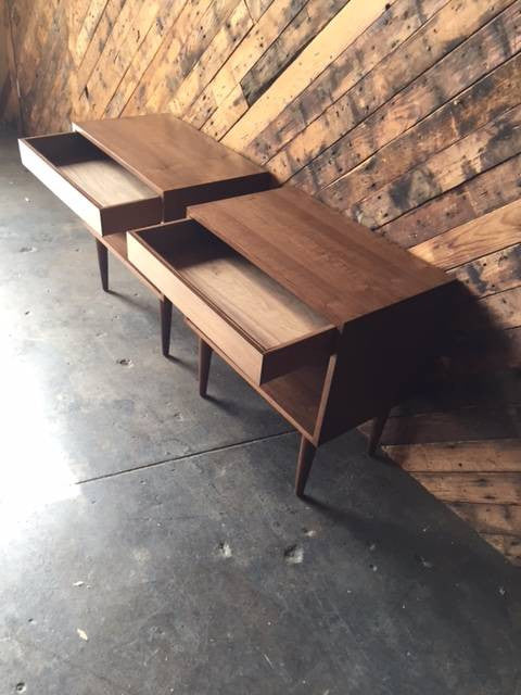 Custom Mid Century Style Extra Large Nightstands