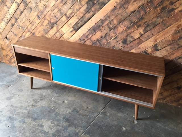Custom, Mid Century Style Walnut Credenza