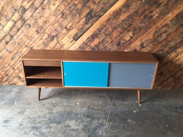 Custom, Mid Century Style Walnut Credenza