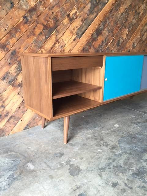Custom, Mid Century Style Walnut Credenza