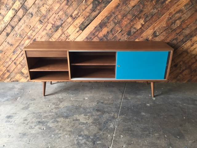 Custom, Mid Century Style Walnut Credenza