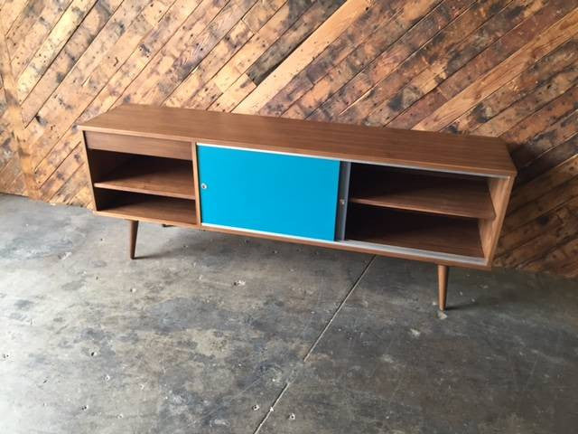 Custom, Mid Century Style Walnut Credenza