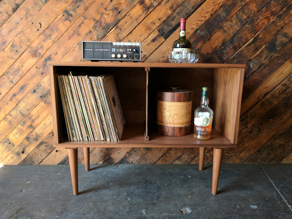 Mid Century Style Record Cabinet Credenza with 2 bays