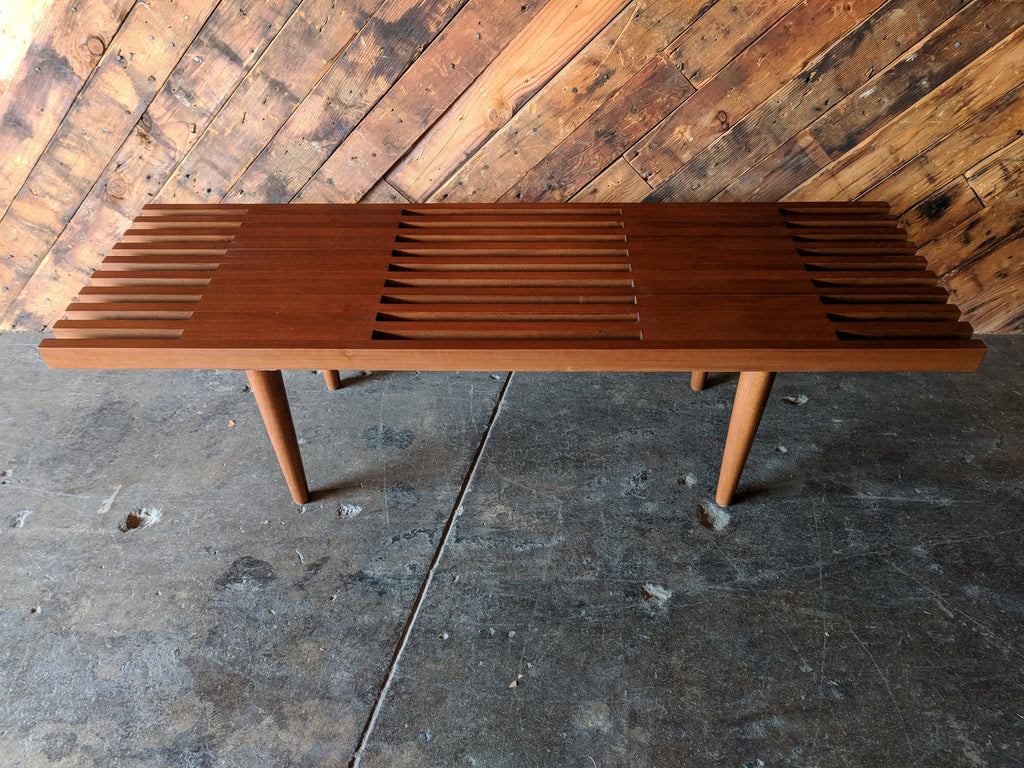 Custom mid century style slat bench