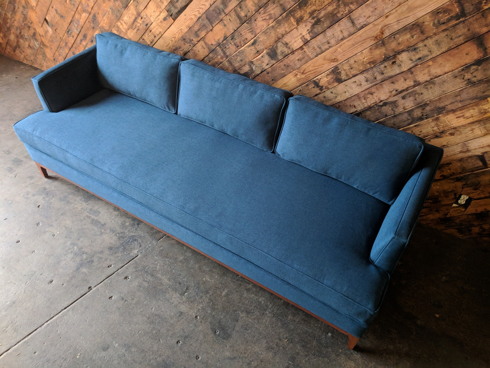 Mid Century Style Custom Sofa in Deep Sea