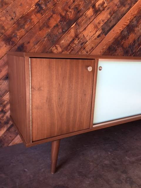 Mid Century Style Custom Mint Orange Credenza and swing out door
