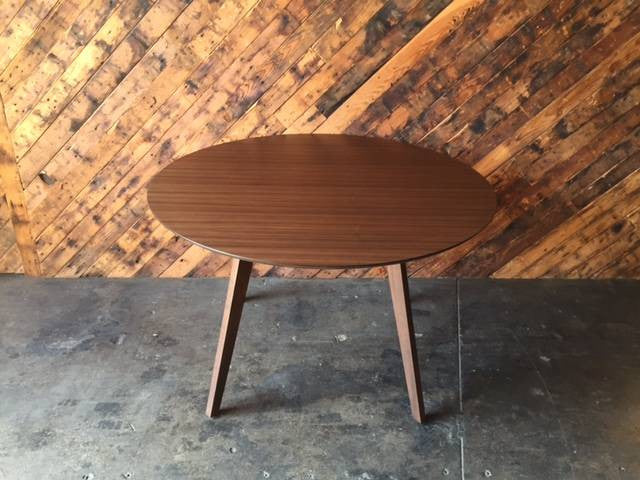 Custom Mid Century Style Round Walnut Table