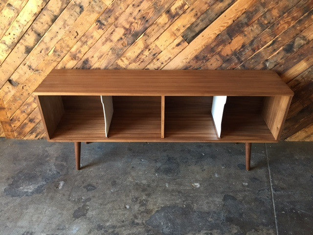 Mid Century Style Record Cabinet Credenza with 4 bays