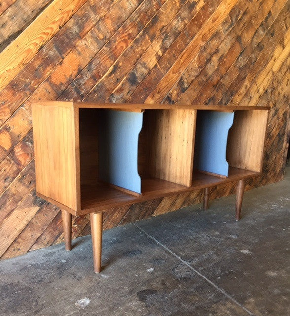 Mid Century Style Record Cabinet Credenza with 4 bays