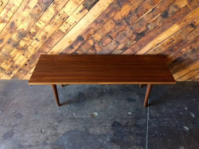 Custom Mid Century Style Walnut Slab Bench Table