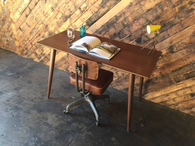 Custom Mid Century Style Walnut Console Work Table