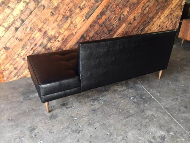 Mid Century Style Custom Black Vinyl Day Bed Sofa