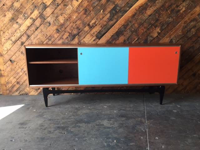 Mid Century Style Custom Lacquer Credenza and sculpted base