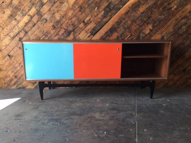 Mid Century Style Custom Lacquer Credenza and sculpted base