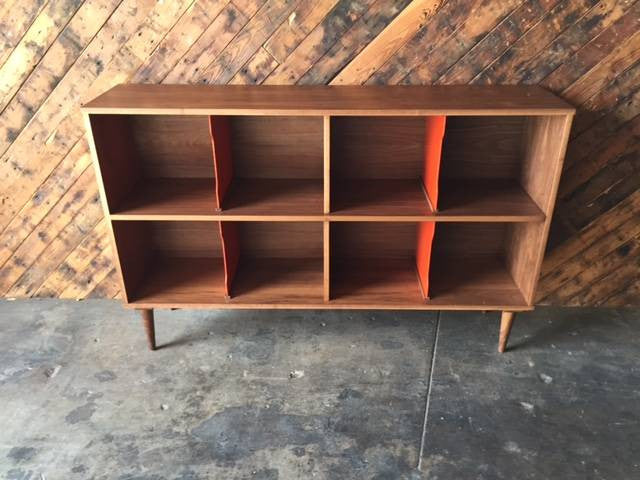 Custom Two Tiered Modern Record Cabinet Credenza, Mid Century Style